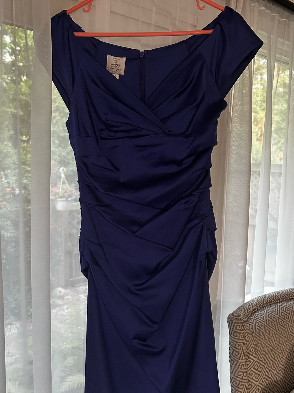 Suzi Chin for Maggy Boutique Midnight Navy Ruched Midi Dress
